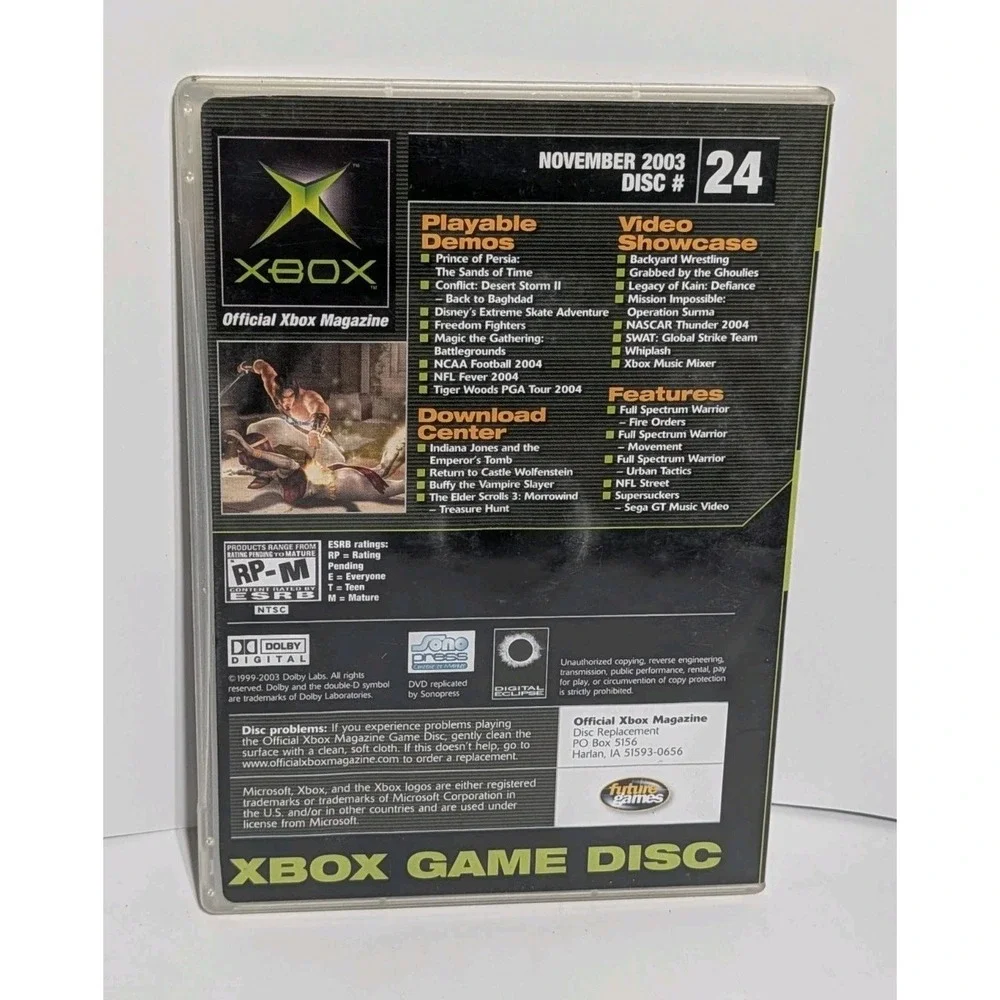OXM Xbox Demo Disc 24 Prince of‎ Persia Sands of Time Y2K Retro CIB Plastic Case